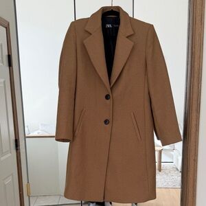 Zara Camel Wool Overcoat
